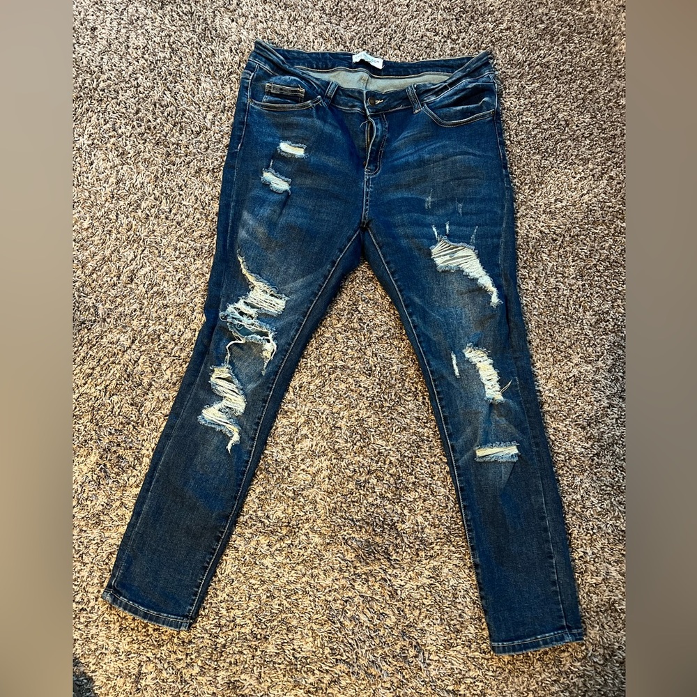 Chic Soul Great Condition Dark Ripped Denim Jeans Size 14 Plus Size